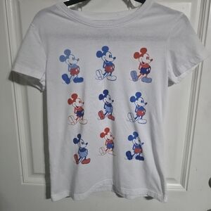 Disney Mickey Mouse Multi-Color Graphic Tee - White Size Small